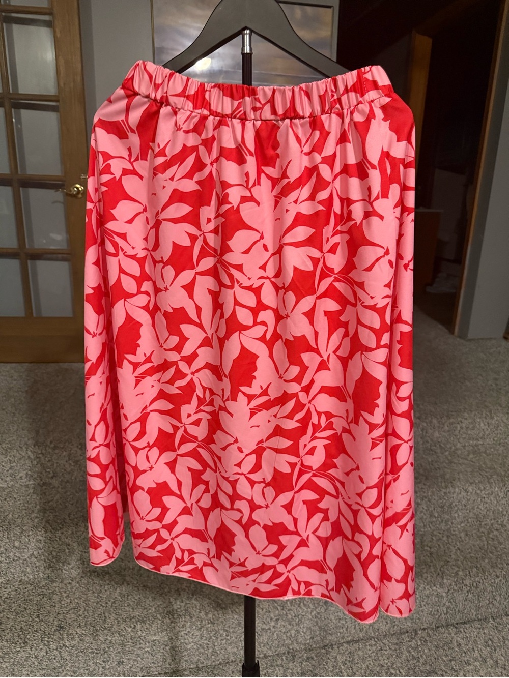 Pink & Red Floral Elastic-Waist Skirt